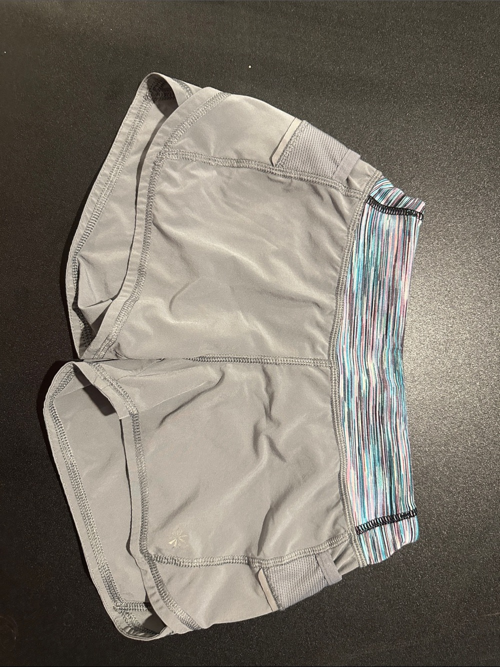 Athleta Gray Athletic Shorts with Multicolor Stripe Waistband